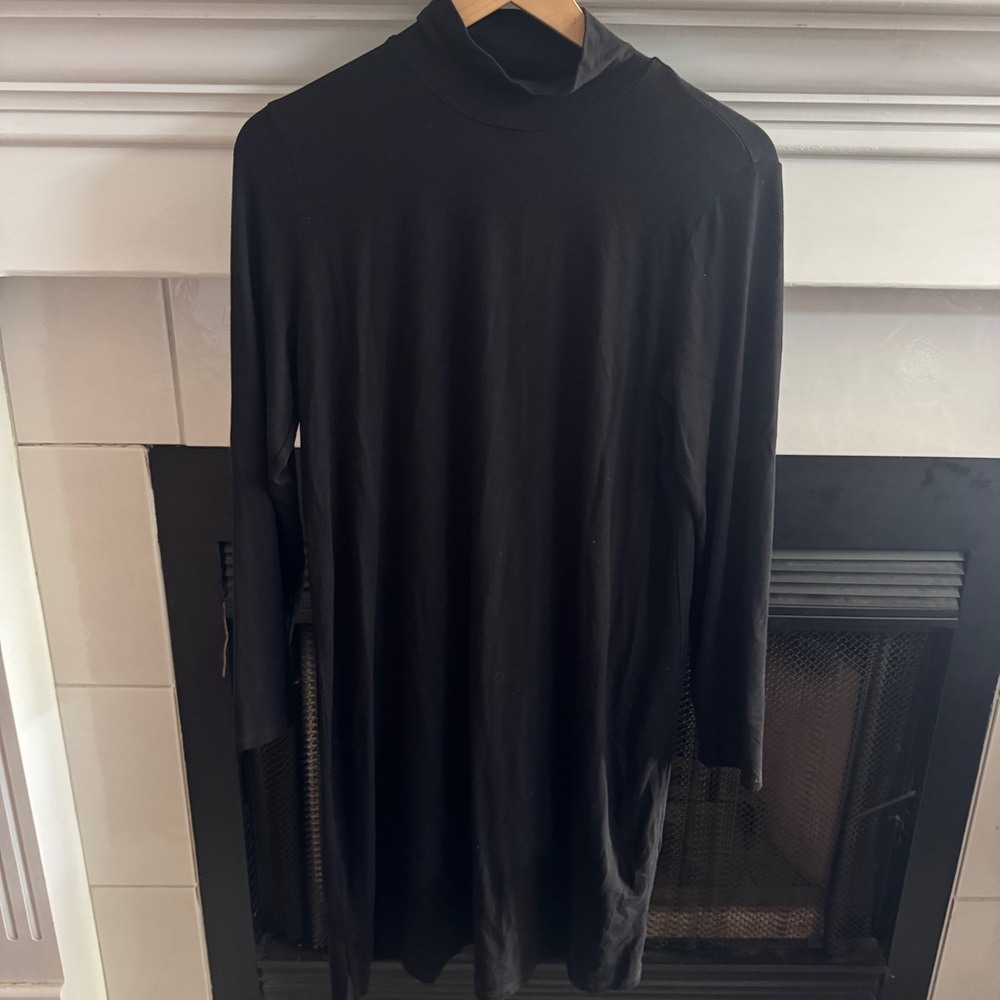 EILEEN FISHER Dress Long Sleeve Turtleneck Black Size Medium